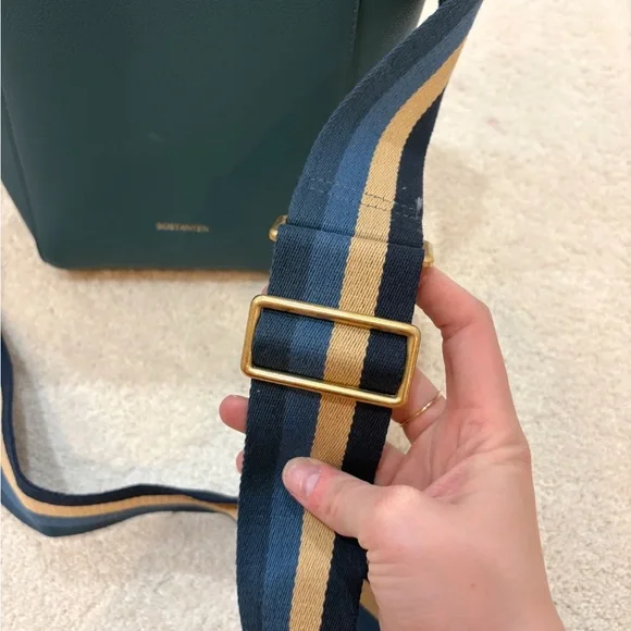 Bostanten Leather Designer Hobo Green Bucket Bag - Picture 6 of 9